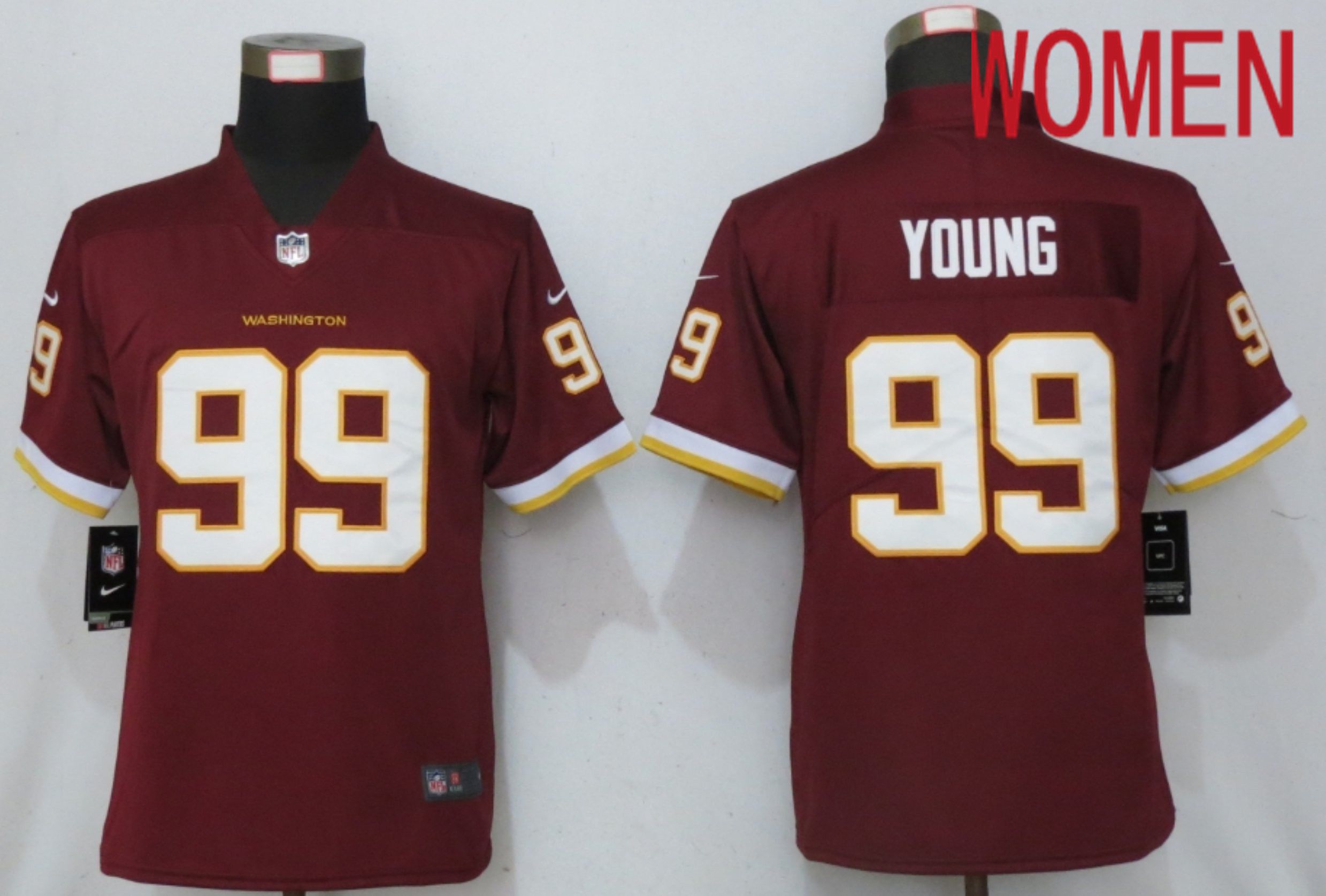 Women Washington Redskins #99 Young Red 2020 Vapor Untouchable Elite Play NFL Nike Jerseys->washington redskins->NFL Jersey